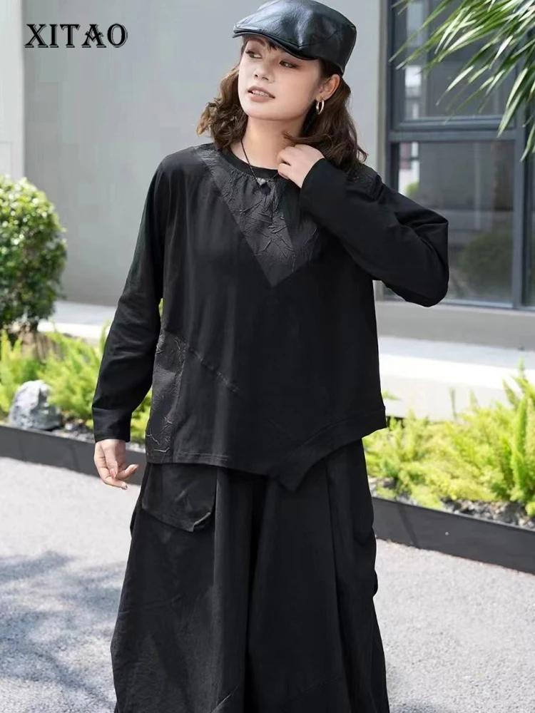 Xitao Нерегулярные лоскутные однотонные женские футболки DMJ5015